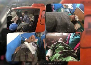 रामेछापको उमाकुण्ड ७ भुजिमा बोलेरो दुर्घटगना